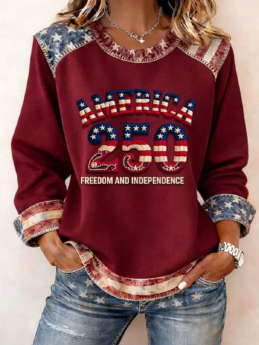 Women's casual hoodie with American 250th anniversary print