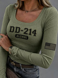 Women's Veteran Pride DD-214 Printed Fabric Long Sleeve T-Shirt