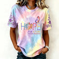 Hope Alzheimer's Disease Floral Embroidery Gradient Pattern Casual T-shirt