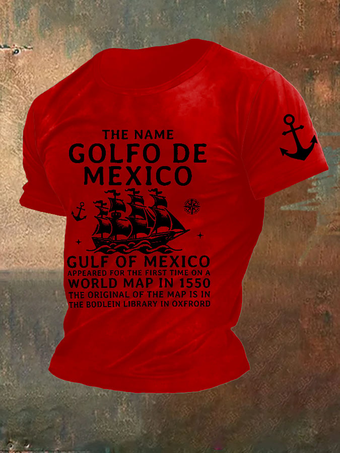 Men'S Retro Gulf Of Mexico Printed Casual Crew Neck T-Shirt