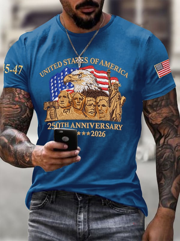 45-47 250th Anniversary 1776-2026 Pattern 100% Cotton T-Shirt