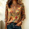 Women's Casual Floral And Dragonfly Pattern Artistic Art Print Cotton Shirts