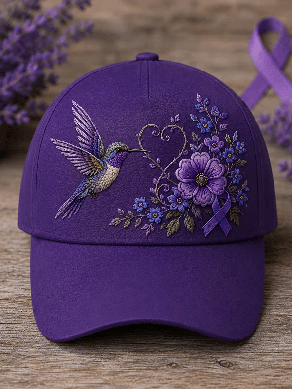 Purple Floral Print Casual Hat