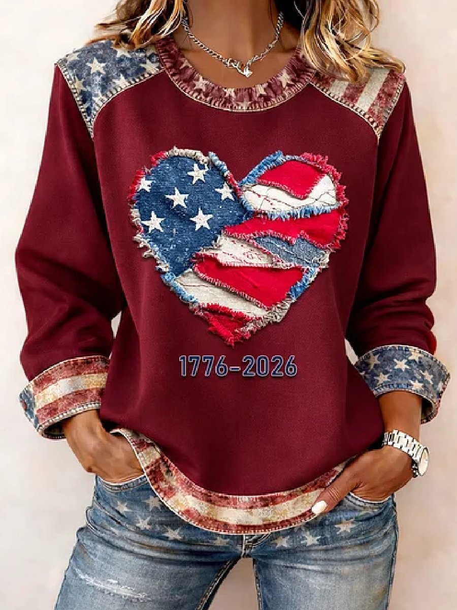 Women's casual hoodie with American 250th anniversary print