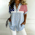 Women's 250th Anniversary Floral Art Print Casual Shirt