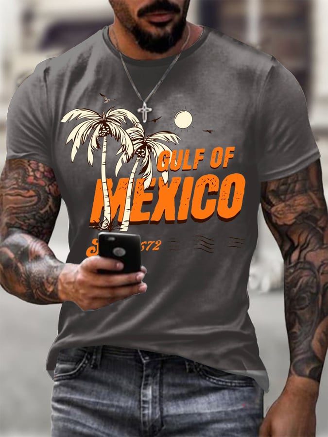 Men's Gulf Of Mexico Printed Round Neck T-Shirt