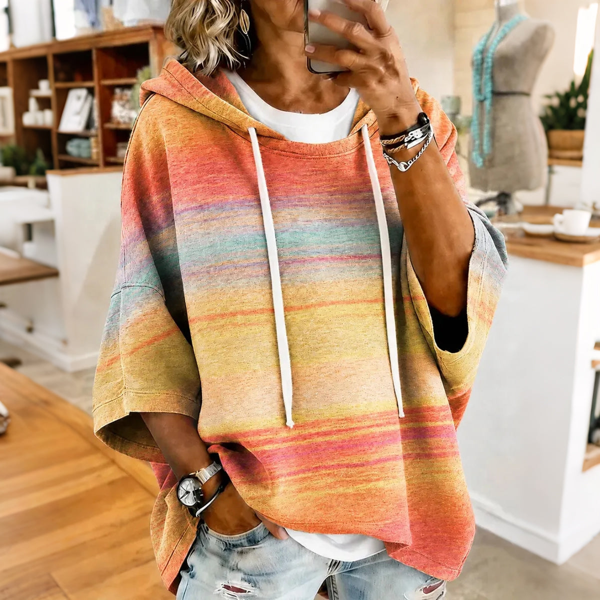 Women's Fall Is My Favorite Color Stripes Printed Hoodie