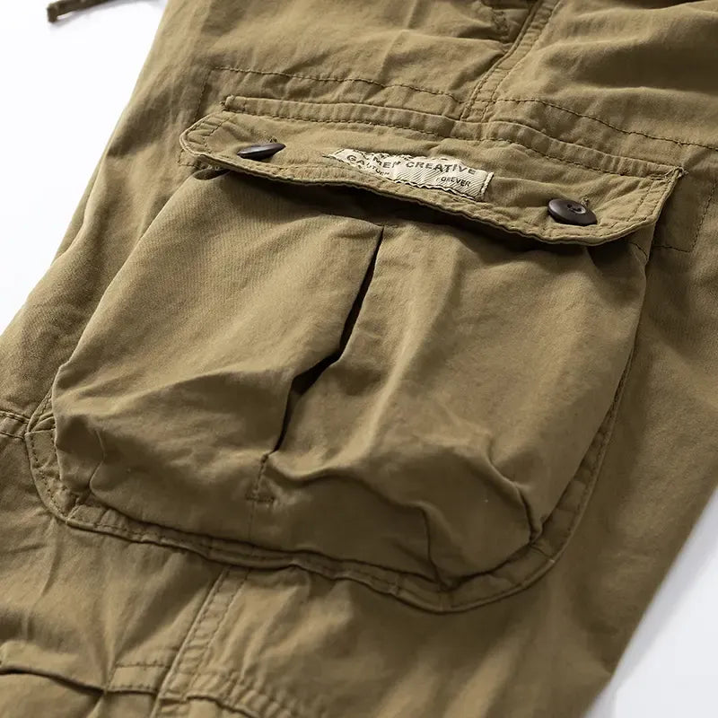 Men's Pants - Versatile Functional Cargo Pants for Men, Drawstring Cuffs, Multiple Pockets, Retro Outdoor Casual Style