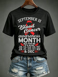 Women'S Blood Cancer Red Ribbon Health Awareness Round Neck T-Shirt