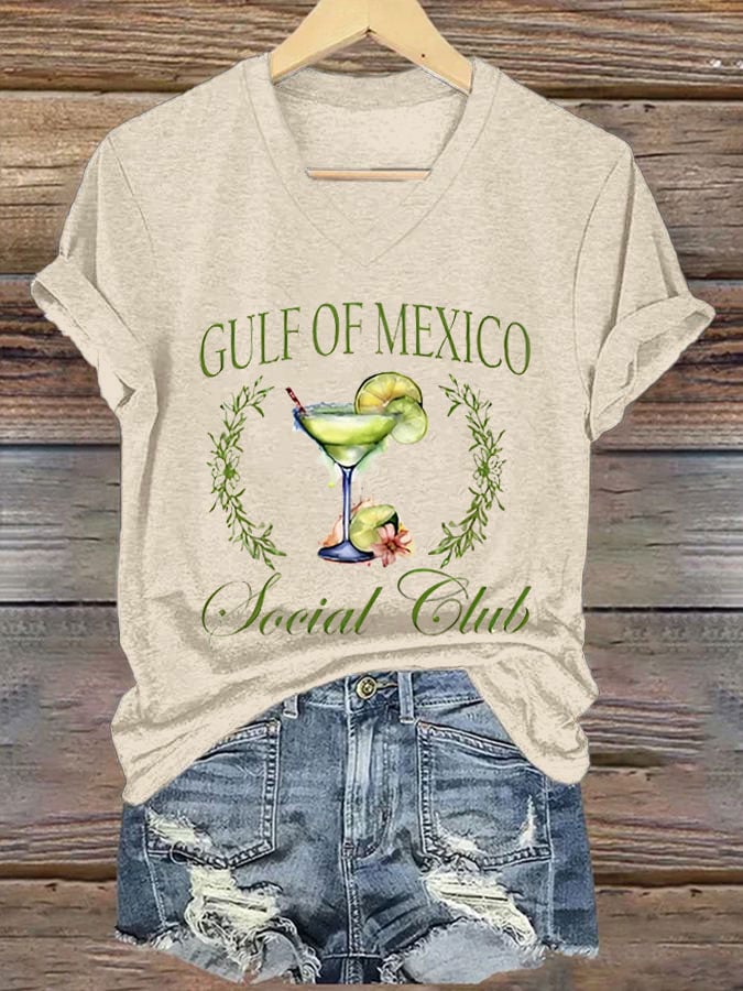 Women's Gulf of Mexico Print V-Neck T-Shirt