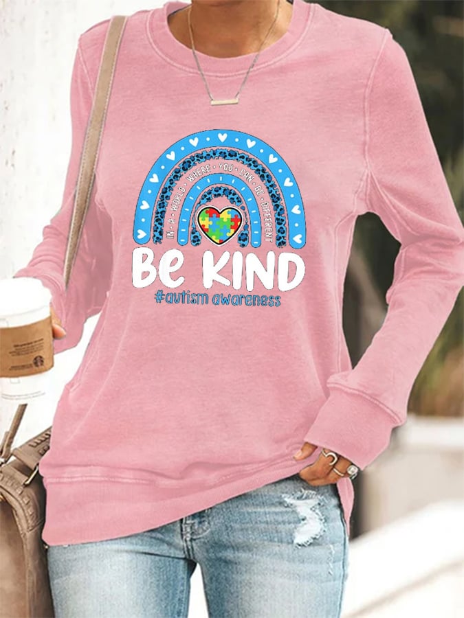 Women's Autism Awareness Printed Casual Sweatshirt