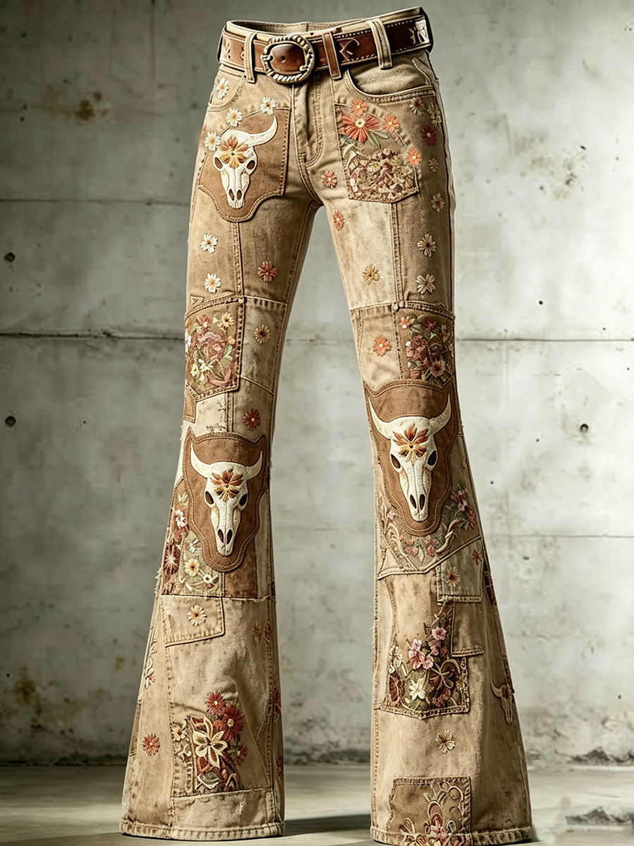 Ladies' Western Style Denim Trumpet Pants