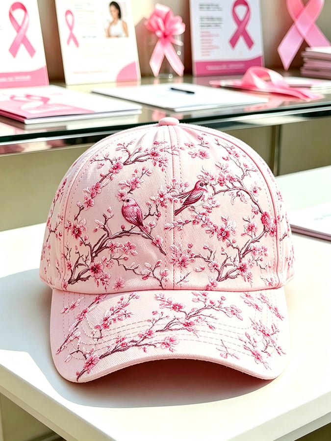 Pink Plaid Print Cap