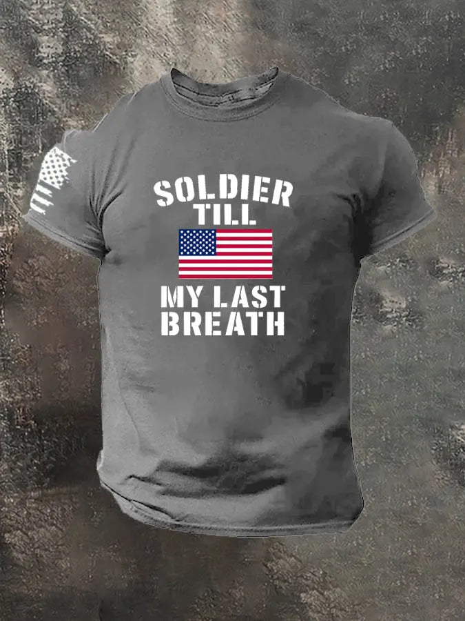 Soldier Till My Breath Last Pattern 100% Cotton T-Shirt