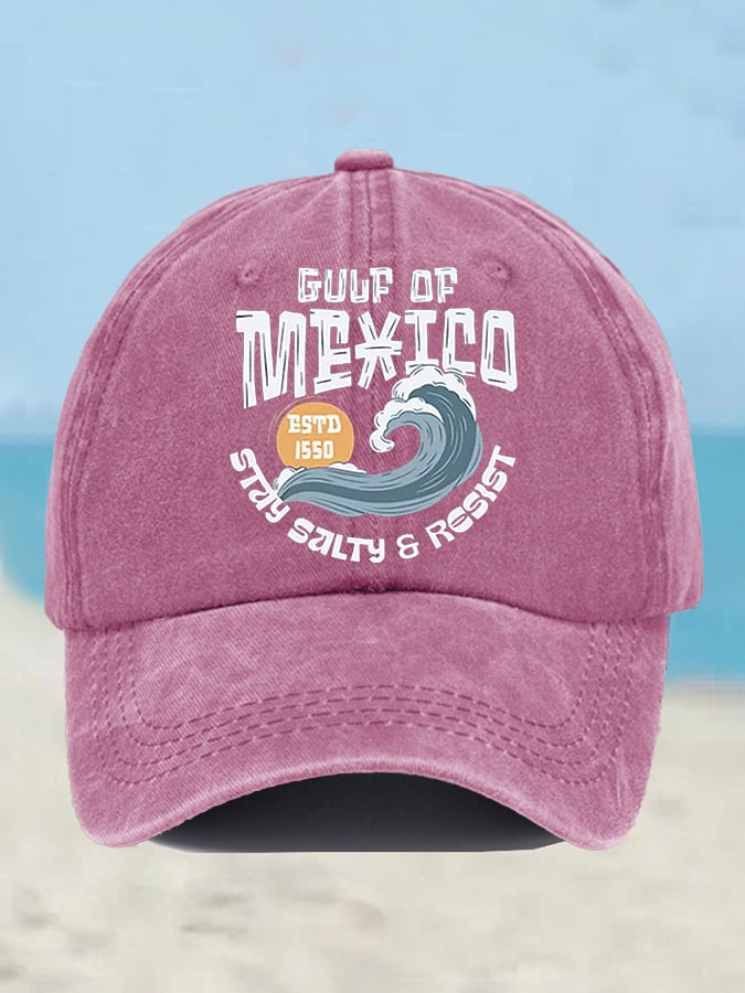 Retro Gulf Of Mexico Stay Salty And Resist Printed Baseball Cap