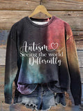 Women's Autism Seeing The World Differently Print Casual Sweatshirt