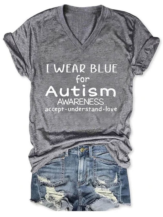 Autism Awareness I Wear Blue For Autism Print T-Shirt