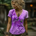 Women's Alzheimer's Awareness Support Pattern V Neck T-shirt