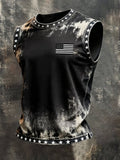 Men's Retro Independence Day Patriot Crew Neck Tank Top