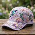 Hummingbird & Floral Art Print Casual Baseball Cap