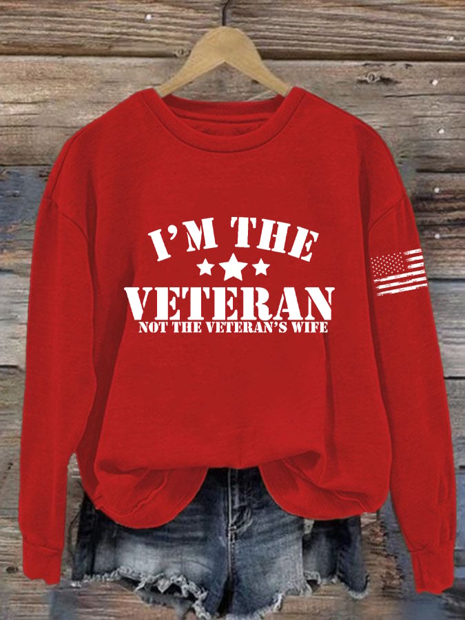 Women's I Am The Veteran Not The Veteran's Wife Print Sweatshirt