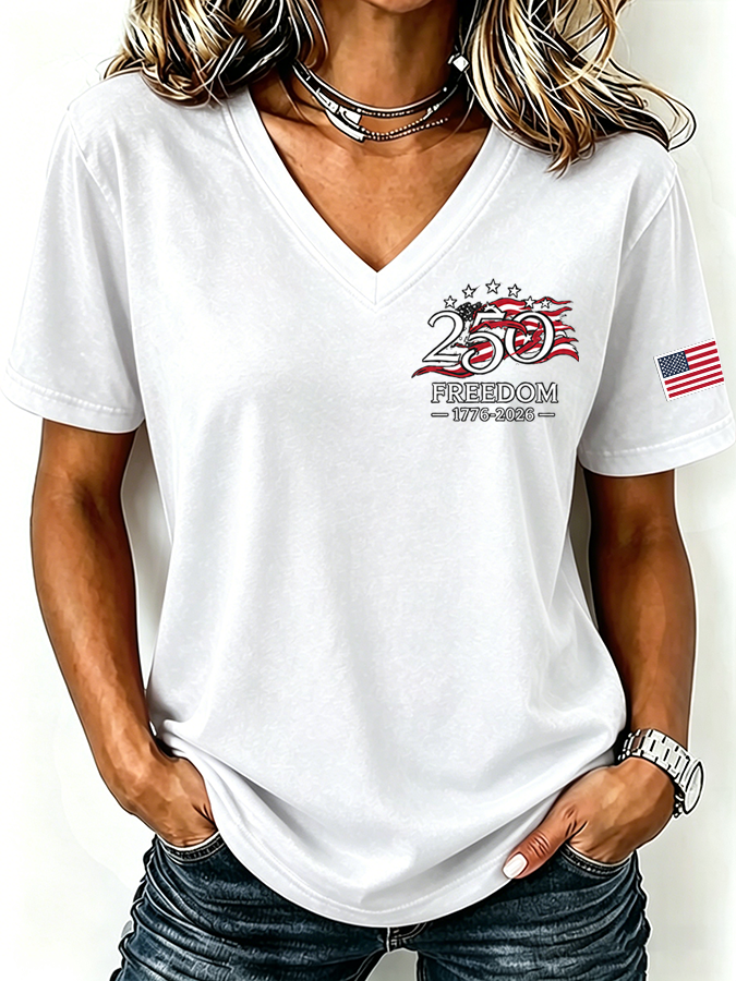 Women'S 250th Anniversary of the United States Printed Casual T-Shirt