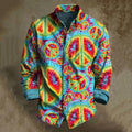 Men's Peace Hippie Gradient Pattern Print Long Sleeves Shirt