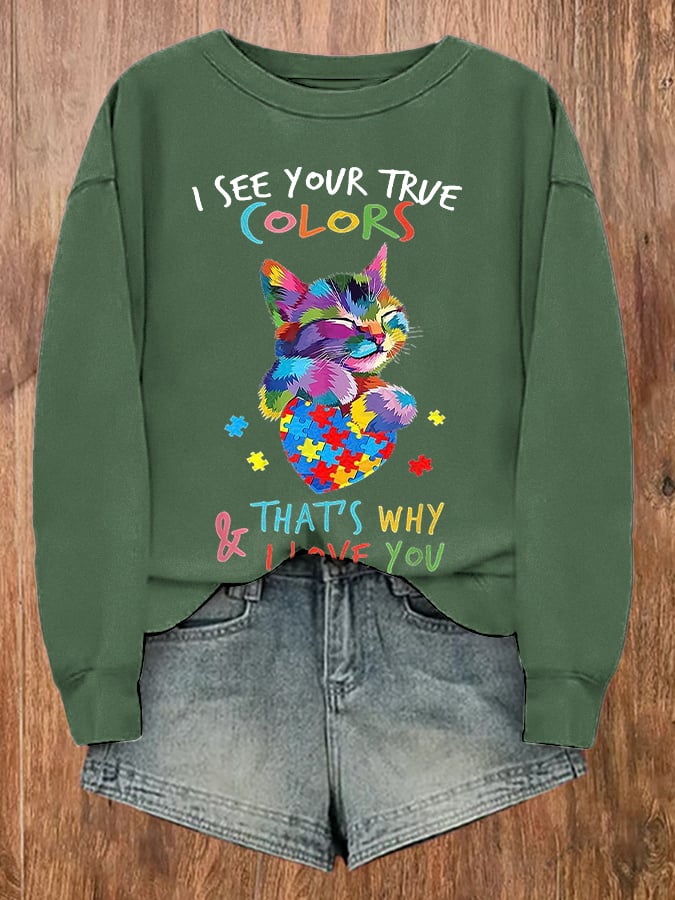 Women's Autism Print Sweatshirt