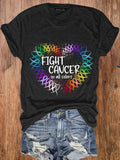 Women's Fight Cancer In All Colors Cancer Awareness  Colorful Ribbon O-Neck Tee