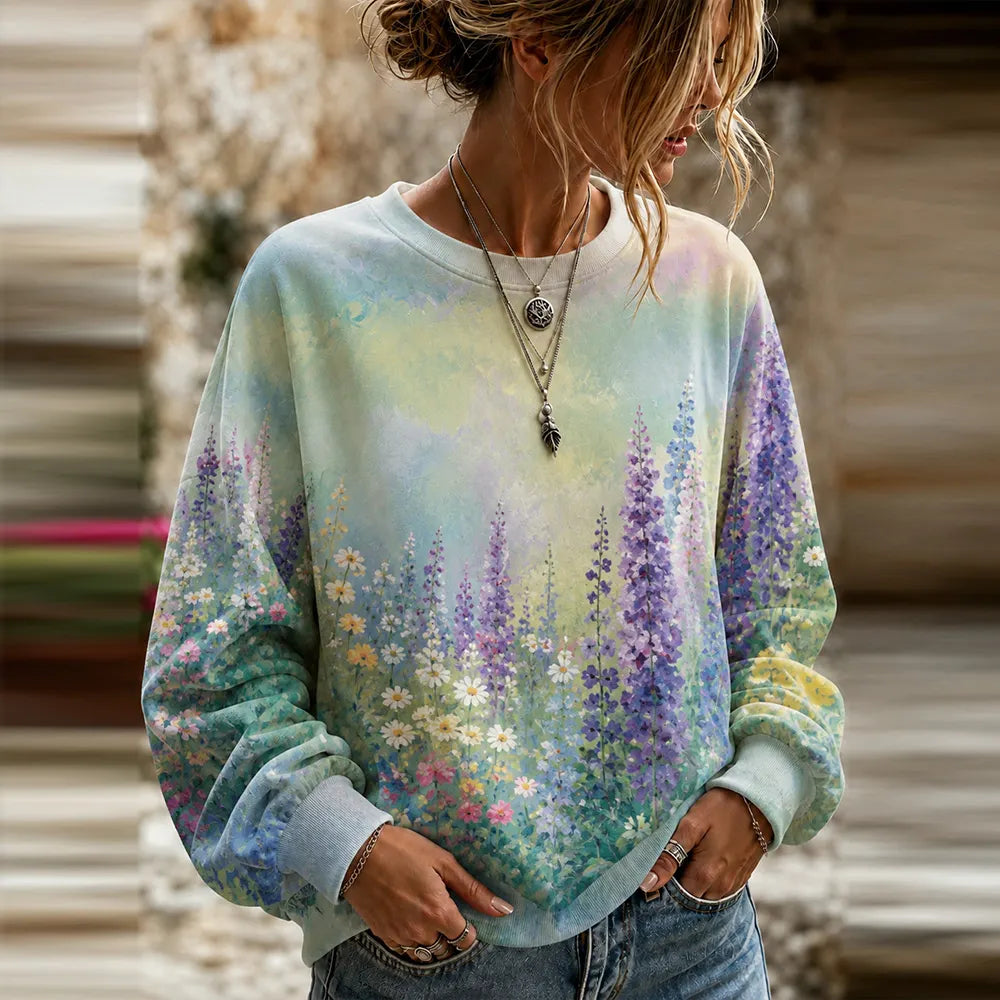 Vintage Fresh Floral 3d Print Casual Long Sleeve Sweatshirt
