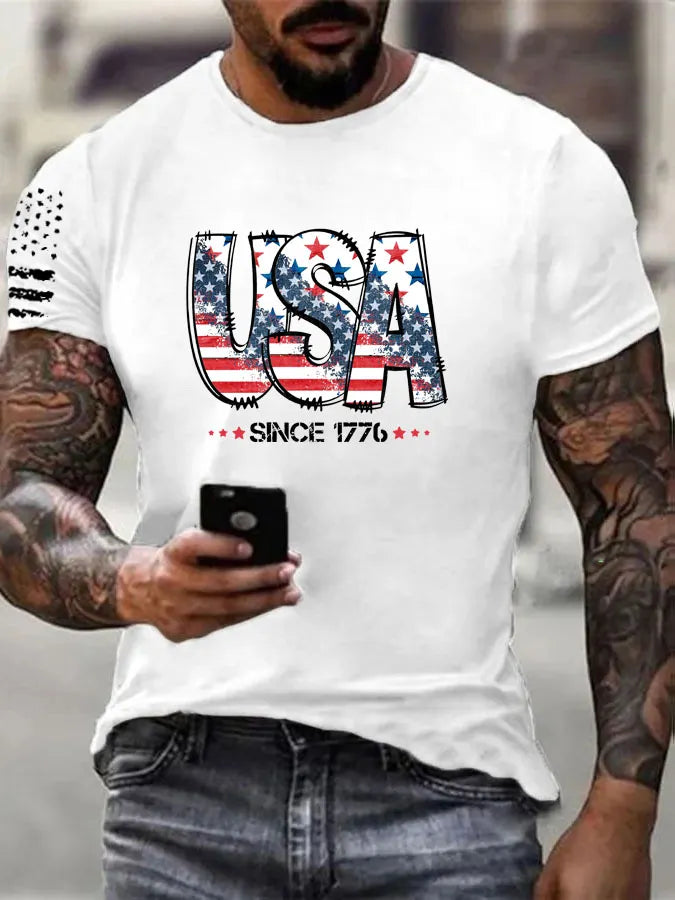 USA Since 1776  Pattern 100% Cotton T-Shirt
