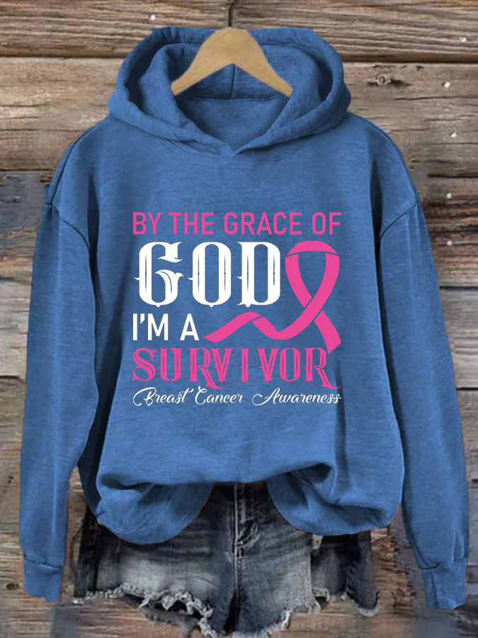 Women's By The Grace Of God I'm A Survivor Print Hoodie