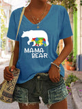 Women's Autism Mama Bear Print T-Shirt