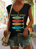 Women's Gulf Of Mexico Print Casual Vest