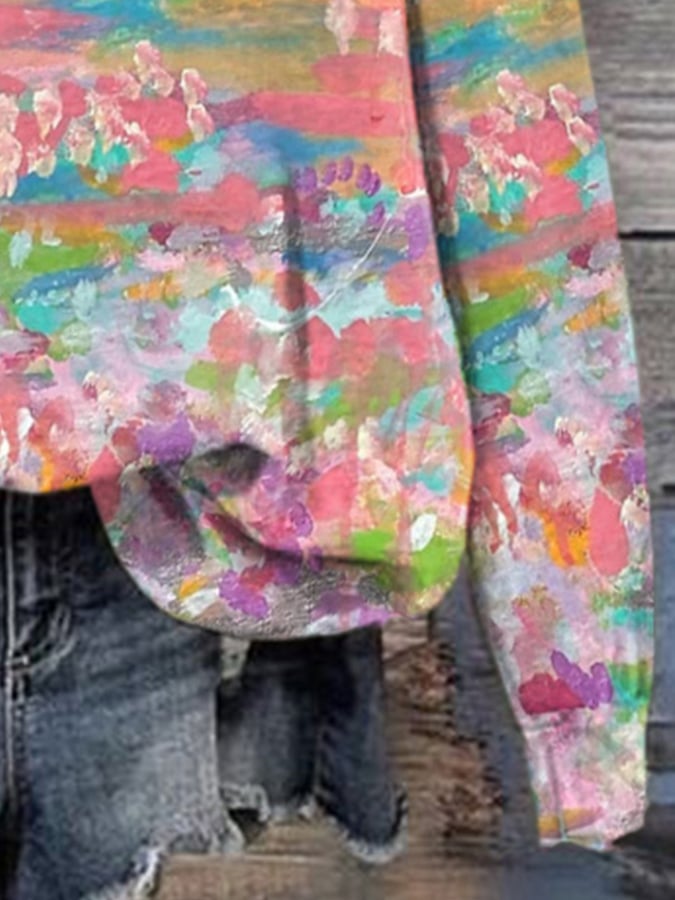 Women's Breast Cancer Awareness Print Long Sleeve Sweatshirt