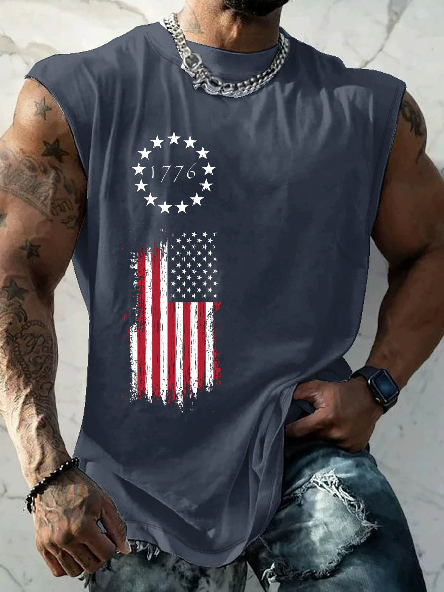 Men'S 1776 American Flag Pattern Print Vest