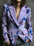 Women's Alzheimer's Purple Art Design Print Corduroy Casual Jacket