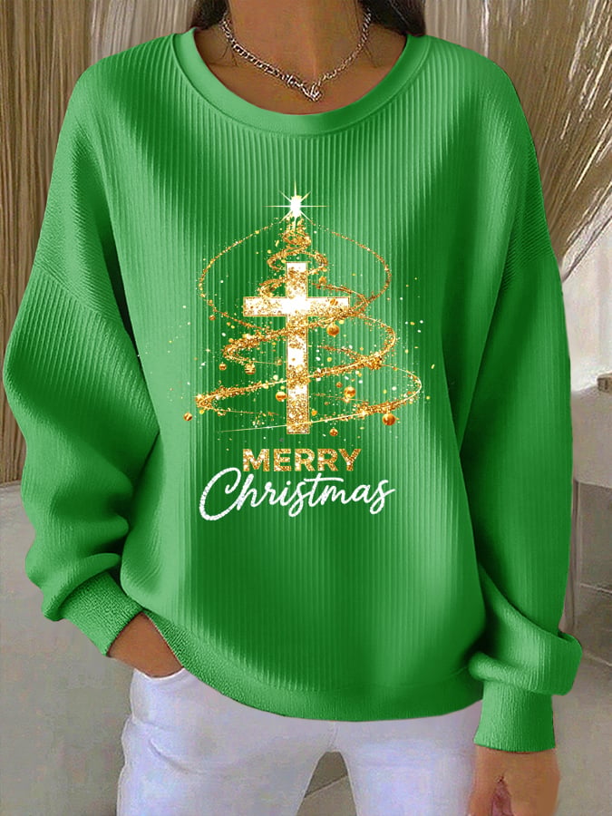 Women's  Christmas Faith Cross Print Casual Sweatshirt
