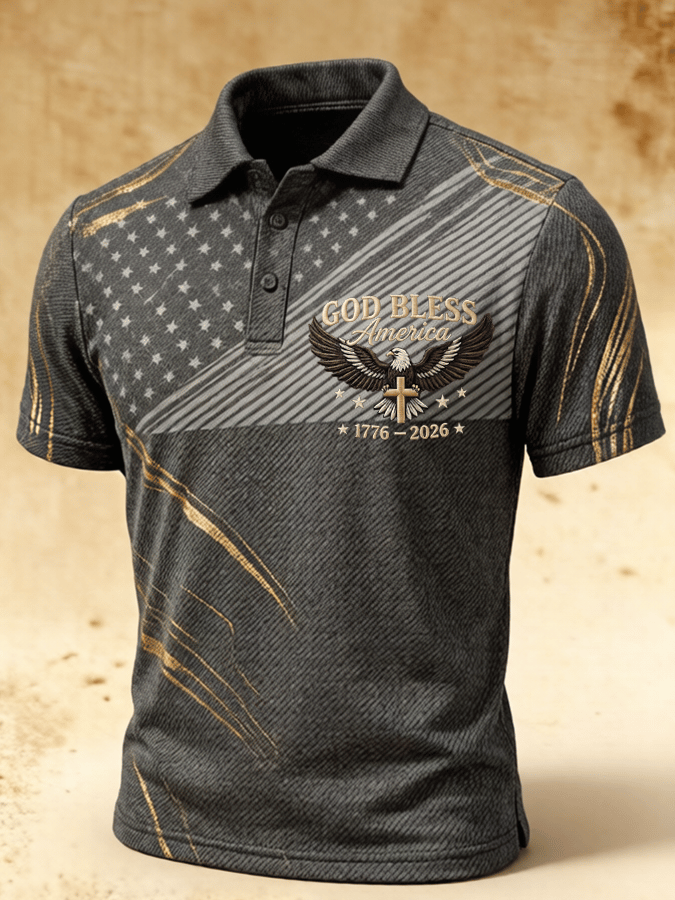 Men's USA  Short-Sleeve Printed Polo Shirt