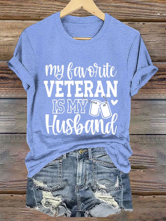 Women's 'My Favorite Veteran Is My Husband' Print T-Shirt
