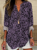 Women's Purple Flower Print Casual Shirt
