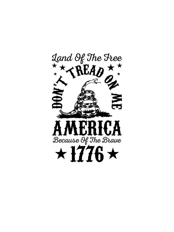 Men's Funny Fourth Of July Land Of The Free Don't Tread On Me America Because Of the Brave 1776 Print Casual Tee