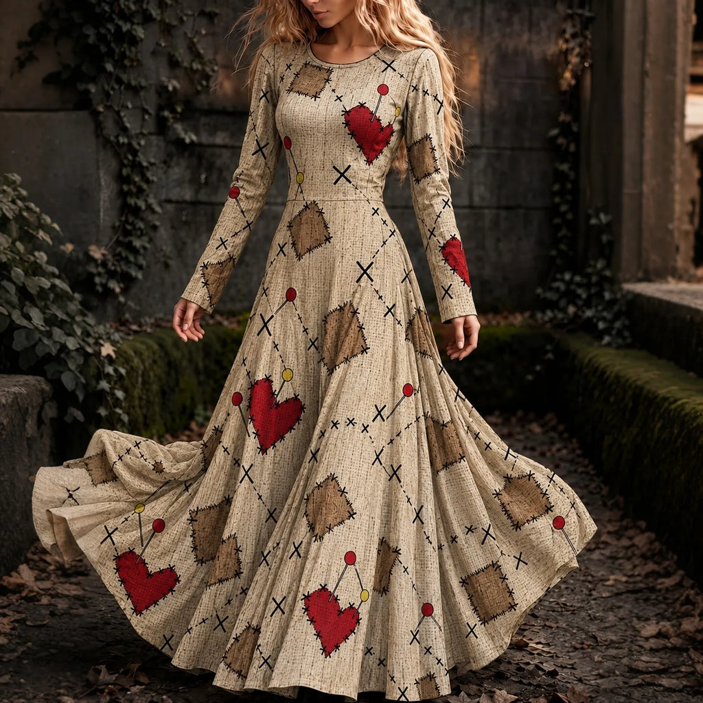 Women's Halloween Voodoo Doll Cosplay Maxi Dress