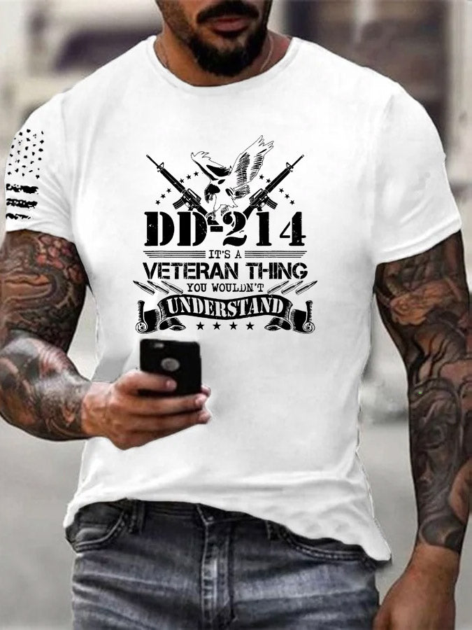DD-214 A Veteran Thing Pattern 100% Cotton T-Shirt