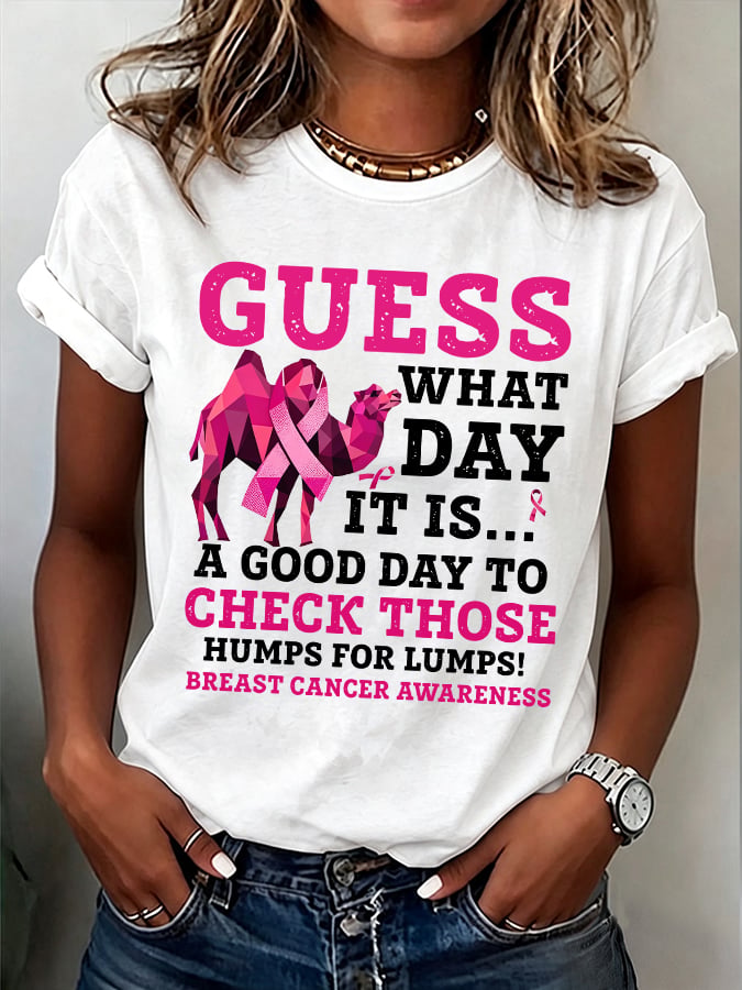Women's Casual Breast Cancer Awareness Print Top