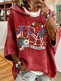 Patriotic Red USA Oversized Hoodie