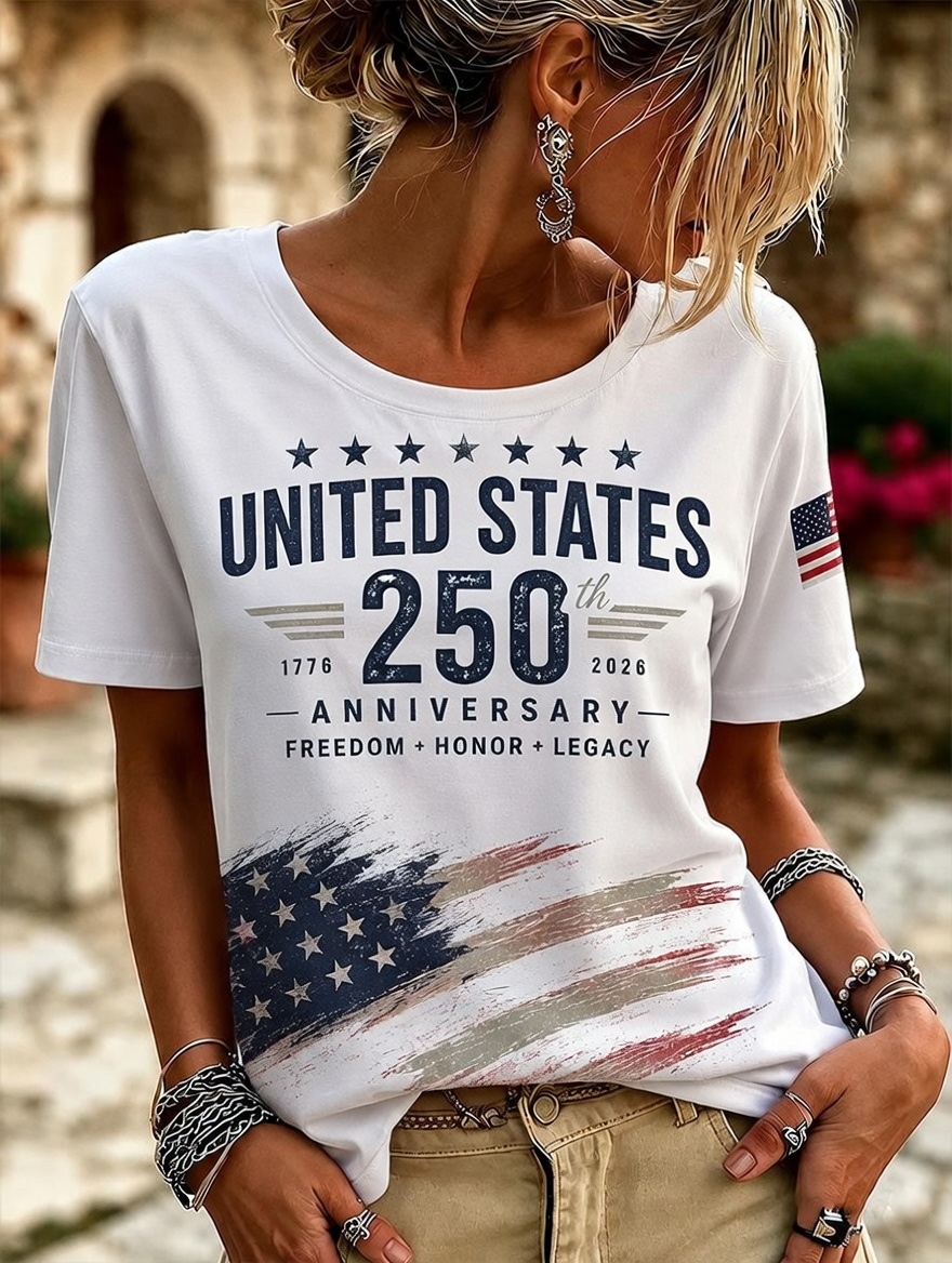 American 250th Anniversary Rhinestone Design Women's T-Shirt
