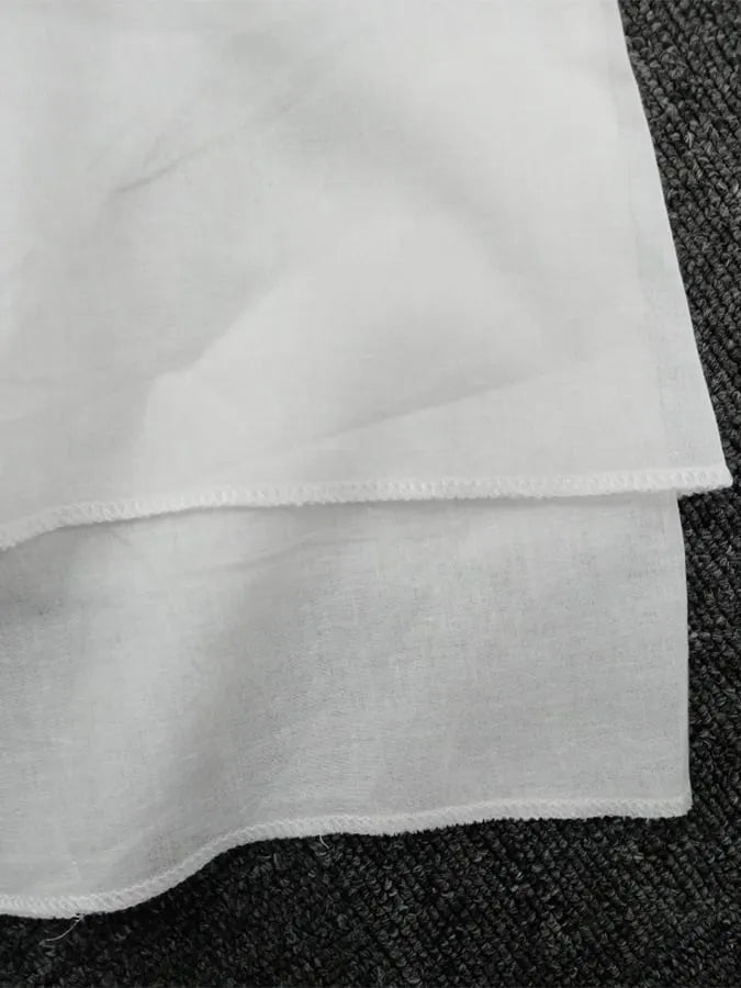 Polyester Cotton Double-Layer Color-Block Slit Short-Sleeved Round Neck Dress