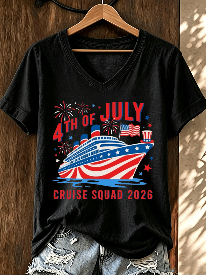 Women's 4th Of July Cruise Squad 2026 Print T-shirt