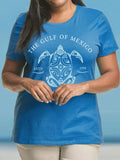Women's Plus Size Gulf Of Mexico Print Crew Neck T-Shirt